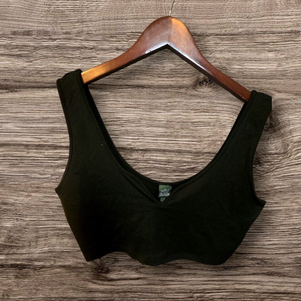 L - Wild Fable Black Ribbed Notch-Front Bralette - NWT